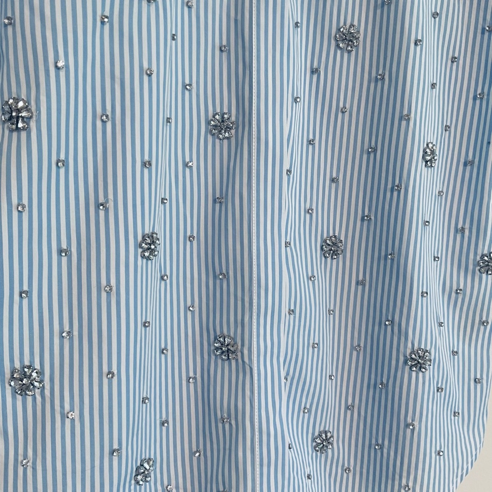 J Crew Collection Garçon Classic Fit~Crystal Embellished~Blue Stripe~Size 4~NWOT - Picture 4 of 6